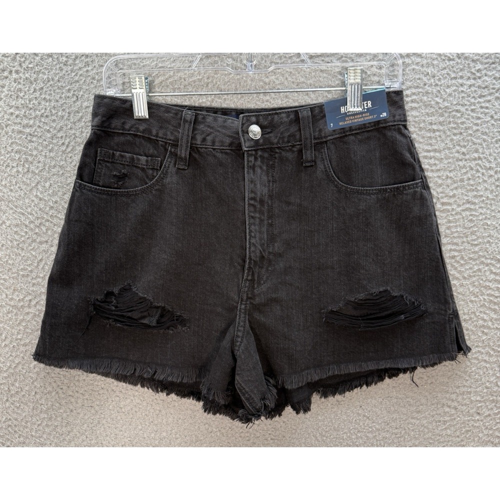 Hollister Shorts Womens 7 Black Ultra‎ High Rise Relaxed Vintage Cut Off Preppy